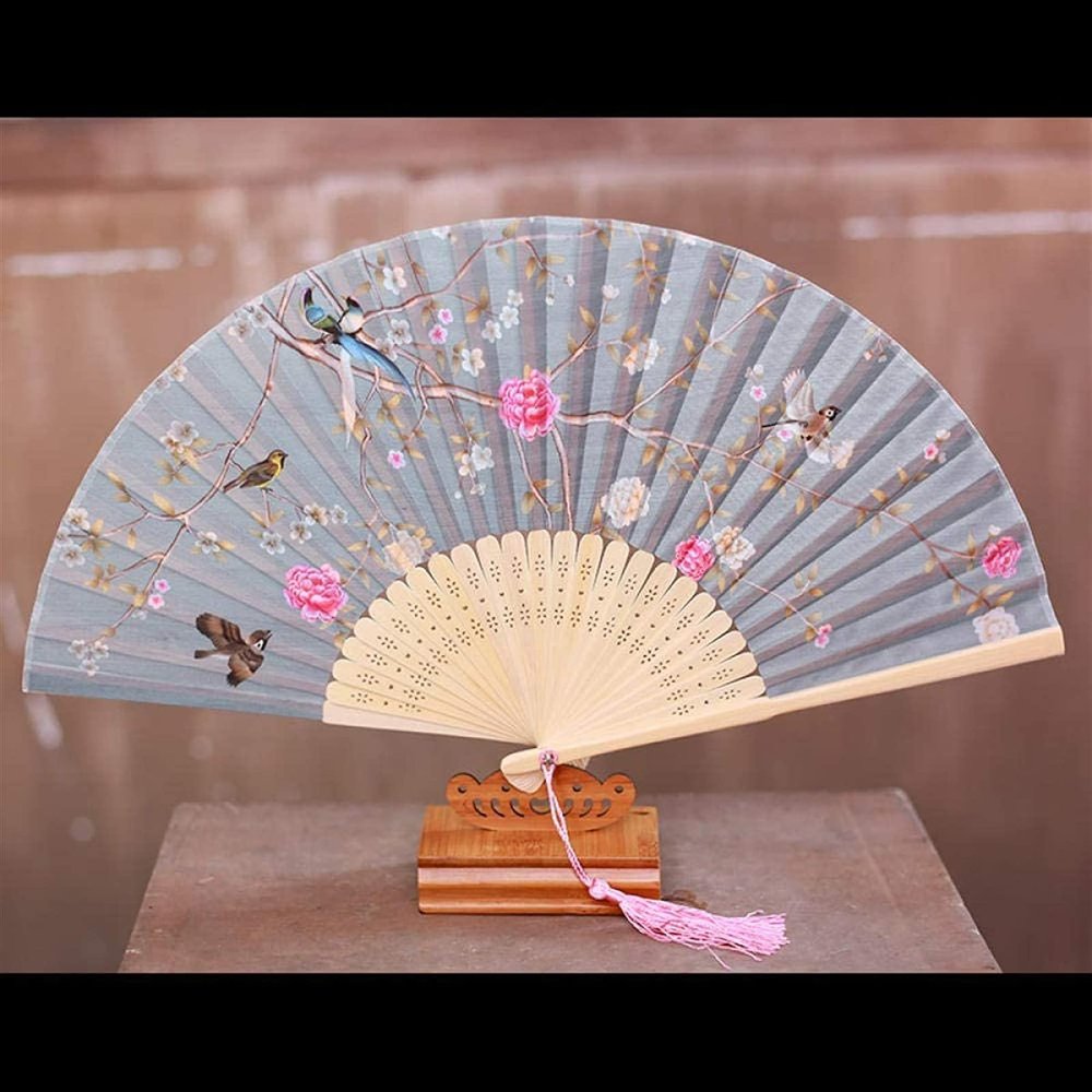 Chinese Folding Hand Fan, Portable Retro Bamboo Fan for Decoration and Dance