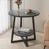 Metal Side Table with 2 Tiers, Round Sofa Table with Storage Shelf, Gray, 60 cm/20.3 in view 1