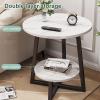 Metal Side Table with 2 Tiers, Round Sofa Table with Storage Shelf, Gray, 60 cm/20.3 in view 4