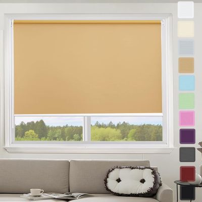 No-Drill Roller Blind 95 x 200 cm, Blackout, Cream