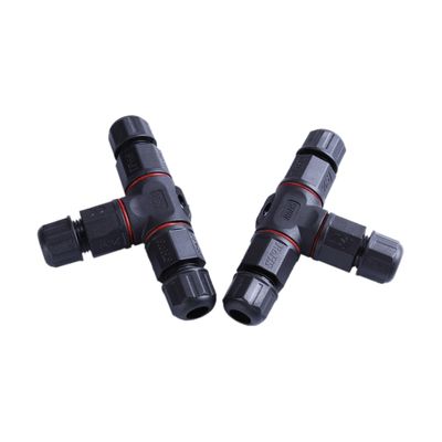 Hemobllo 3 Sets IP68 T-Shaped Cable Connectors, Black, 2 Pieces Each