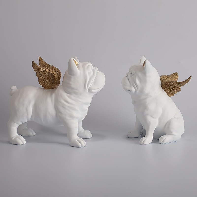 AAHIFIT Angel Puppy Resin Ornaments, Modern Living Room, TV Cabinet, Entryway and Shoe Cabinet Decor, Two-Piece Set (White)