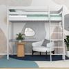 N-wood N03 Wooden Loft Bed, 80 x 190 cm, Bunk Bed, Left- or Right-Side Ladder, Rounded Edges, Solid Wood, Gray view 2