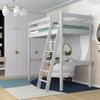 N-wood N03 Wooden Loft Bed, 80 x 190 cm, Bunk Bed, Left- or Right-Side Ladder, Rounded Edges, Solid Wood, Gray view 3