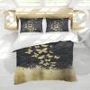 DINGSION Neutral 3-Piece Duvet Cover Set, Abstract Golden Butterfly, Black Soft Microfiber, 2 Pillowcases, 4 Ties, Zipper, 260 x 240 cm view 1