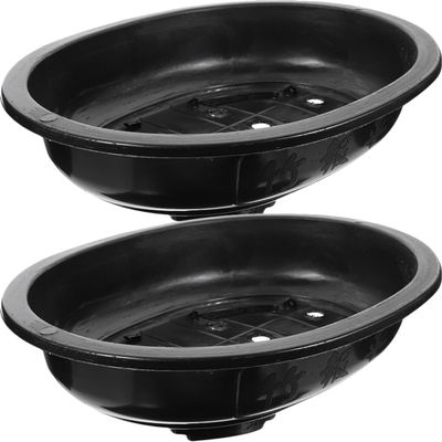 ABOOFAN 4-Pack Large Oval Plastic Bonsai Pots with Drainage Holes