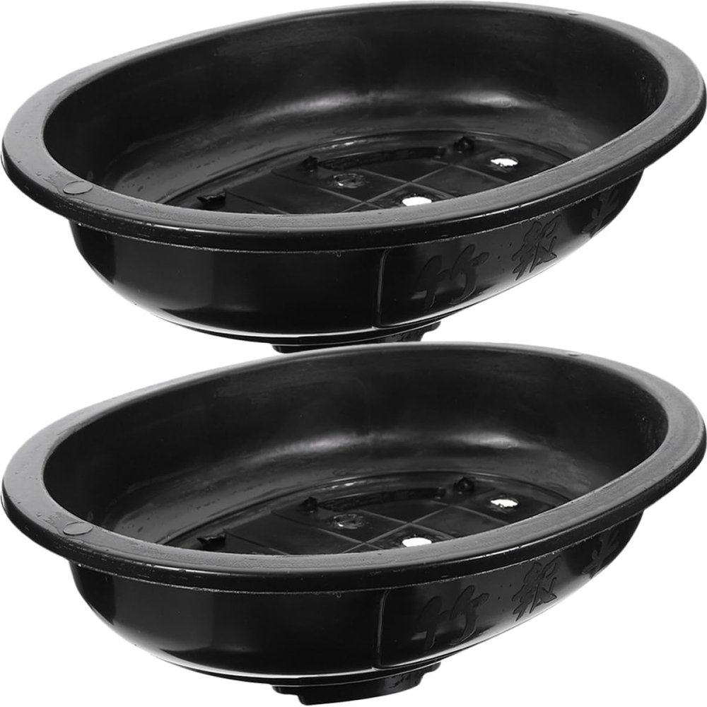 ABOOFAN 4-Pack Large Oval Plastic Bonsai Pots with Drainage Holes