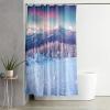 Homxi Shower Curtain, Snowy Landscape, Blue, 200 W x 200 H cm, Polyester with Hooks view 2