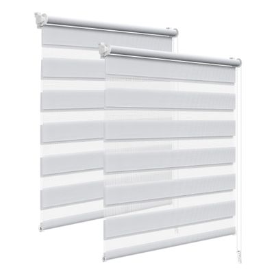 WOLTU Zebra Roller Blinds, 2-Pack, No-Drill Clamp Mount