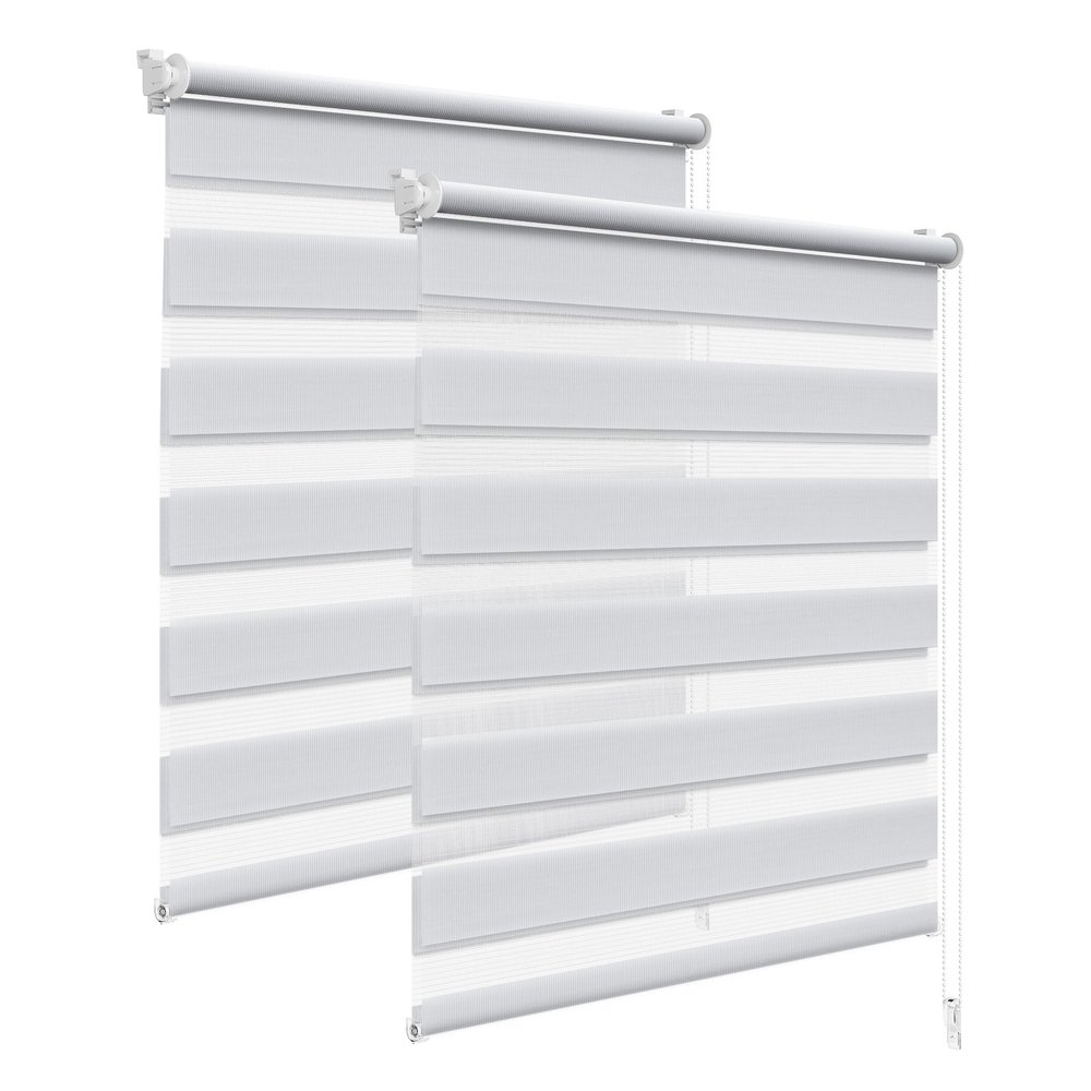 WOLTU Zebra Roller Blinds, 2-Pack, No-Drill Clamp Mount