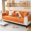 Tauzveok Plush Sofa Cover, Non-Slip Seat Throw, Orange, 70 × 210 cm view 2