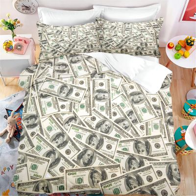Fading Dollar Bedding Set 135 x 200 cm, Cash Money Bill Duvet Cover for Children, Soft Microfiber with Zipper and 2 Pillowcases (Double 200 x 200 cm)
