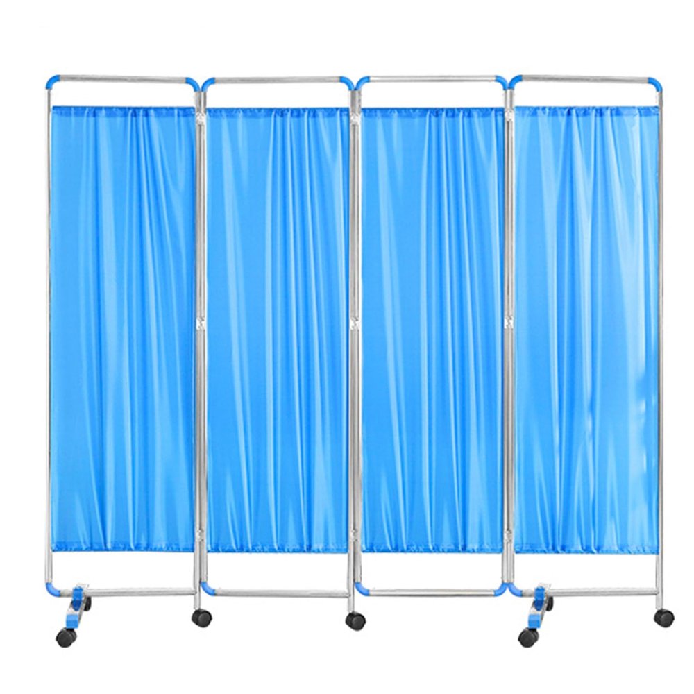 Portable Medical Privacy Screen on Casters, Stainless Steel Room Divider with Removable Fabric