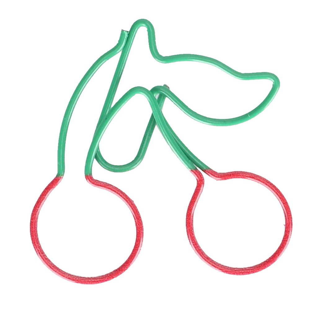 Septpenta 20-Piece Metal Fruit-Shaped Paper Clips, Two-Color Cherry Clips for Bookmarks and Planners
