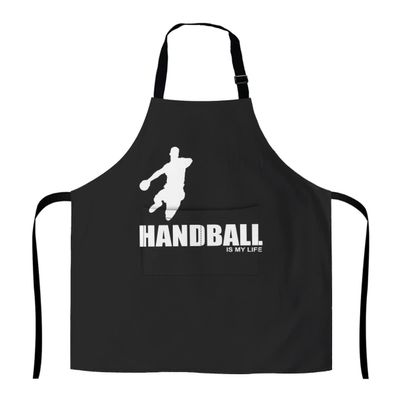 874 Cooking Apron with Handball Silhouette, Grilling Apron with Pockets