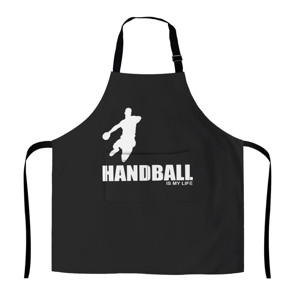 874 Cooking Apron with Handball Silhouette, Grilling Apron with Pockets