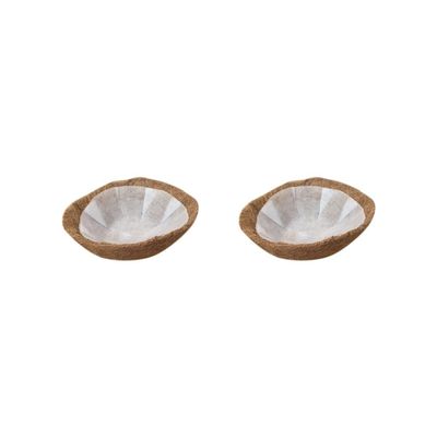 Leisurealeaneag 2-Piece Set of 20 cm Round Coconut Fiber Hanging Basket Liners, Brown