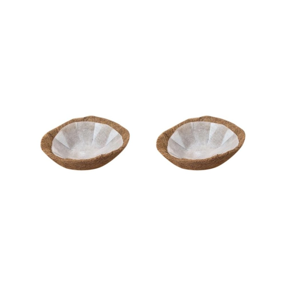 Leisurealeaneag 2-Piece Set of 20 cm Round Coconut Fiber Hanging Basket Liners, Brown