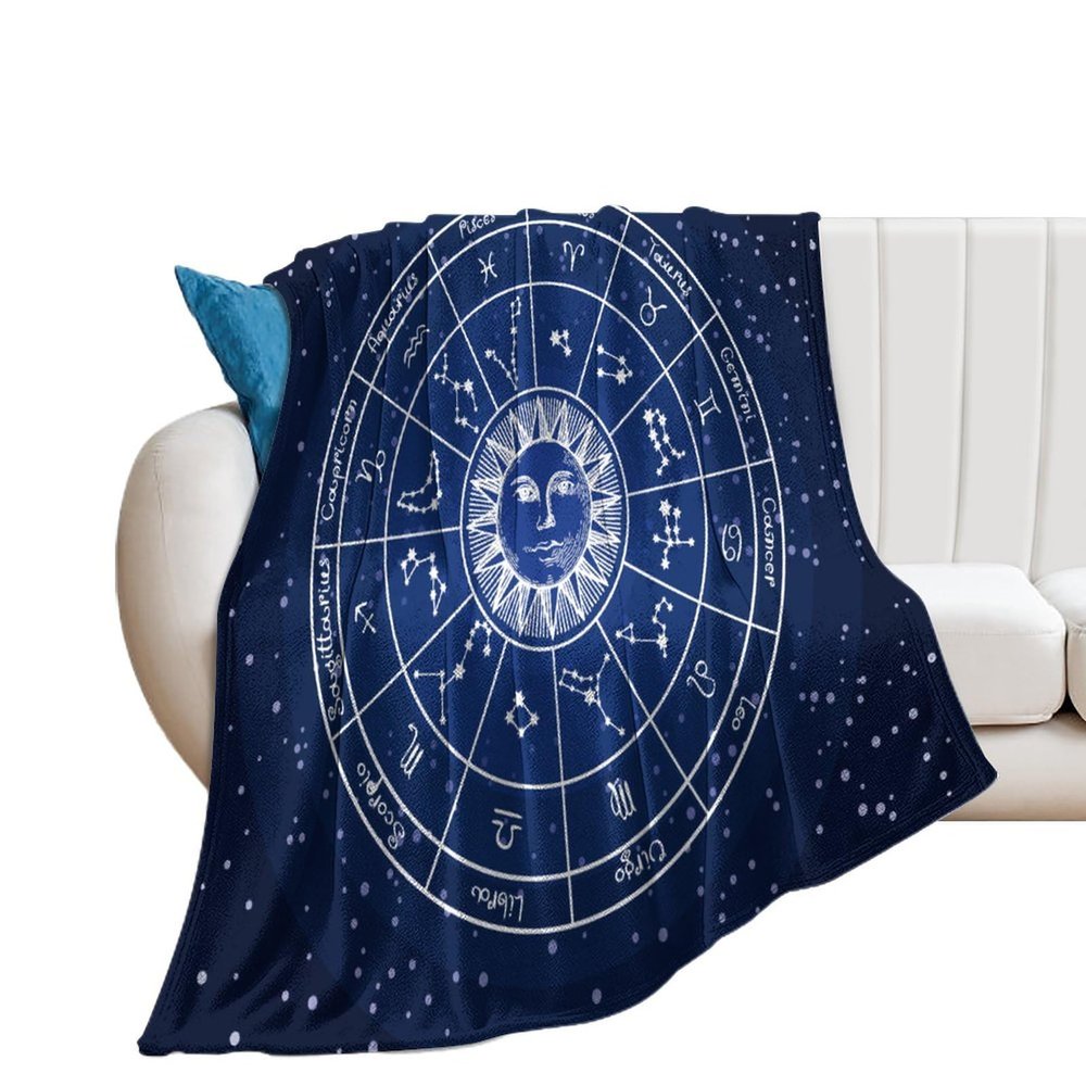 NIBABA Twelve Constellations Night Sky Plush Throw Blanket, 60 x 80 in (150 x 200 cm)