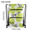 FRODOTGV Green Lime Lemon Fruit Drawstring Backpack with Mesh Pockets view 3