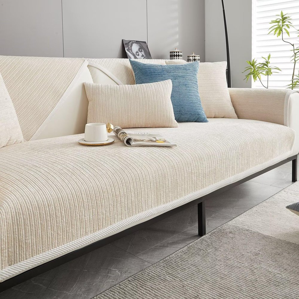 Beige Sofa Throw Cover, 70 x 90 cm
