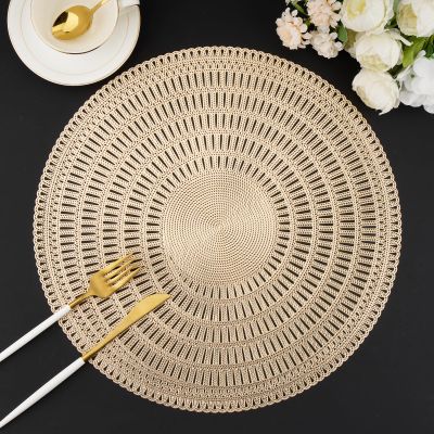 Evevda Round Vinyl Placemats, Metallic Gold, 6-Pack
