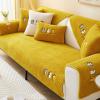 YWQJL Velvet Sofa Cover, 1/2/3/4-Seater and L-Shaped, Anti-Slip, Yellow, 35.4 x 35.4 in view 1