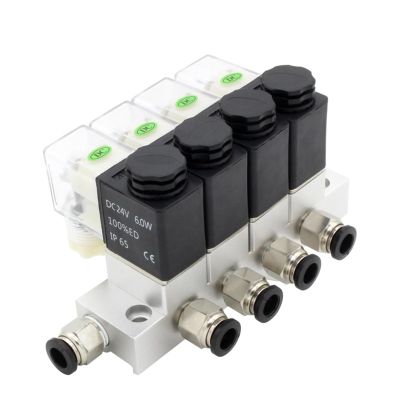 Normally Closed Solenoid Valve, 2V025-06, AC220V, DC12V/24V, Multi-Way Combination Air Pneumatic Valve, 2V025-08, 1 Pc. (Color: DC24V, 4 mm Fittings; Size: 9F)