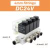 Normally Closed Solenoid Valve, 2V025-06, AC220V, DC12V/24V, Multi-Way Combination Air Pneumatic Valve, 2V025-08, 1 Pc. (Color: DC24V, 4 mm Fittings; Size: 9F) view 2