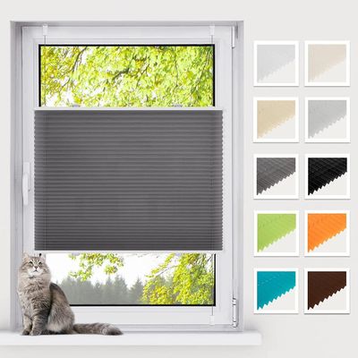 BelleMax No-Drill Pleated Blind, Anthracite, 35 x 100 cm