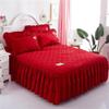 Morbuy Ruffled Bed Skirt Set, 3 Pieces, Red, 120 x 200 cm + 2 Pillowcases view 1