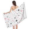 KWQDOZF Pink, Gray and White Polka-Dot Microfiber Beach Towel with Golden Lips, 132 x 81 cm view 1