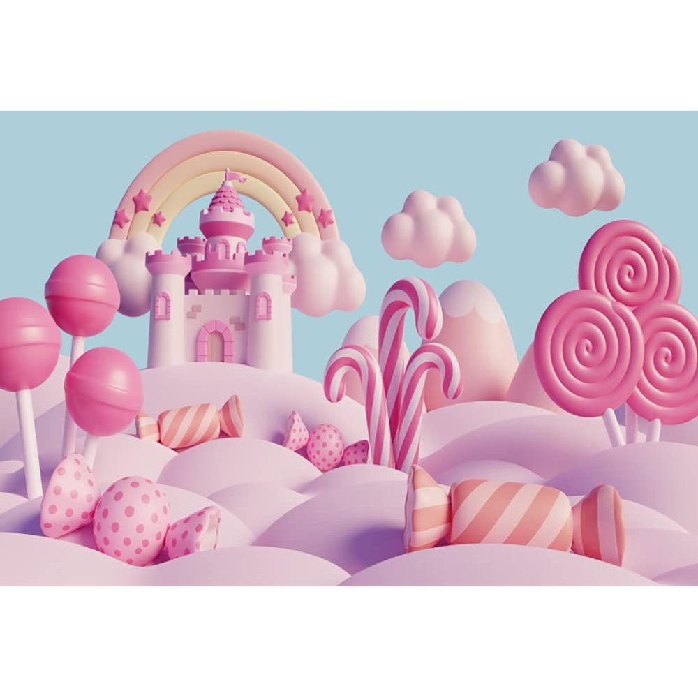MIRRORANG 2.7 x 1.8 m Pink Candy Castle Photography Backdrop