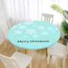 Chickwin Snowflake Christmas Round Elastic Tablecloth, White Snowflake A, 150 cm view 2