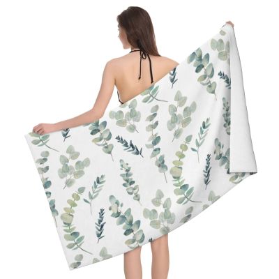 KWQDOZF Eucalyptus Leaves Evil Eye Printed Beach Towel, Vibrant Colorful Pool Towel