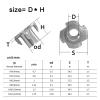 20-Pack M5 × 6 mm Thickened Steel Four-Prong T-Nuts for Wood view 2