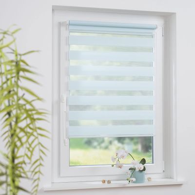 Clamp-Fit Dual Roller Blind, No-Drill Installation, 60 x 210 cm, Pastel Blue