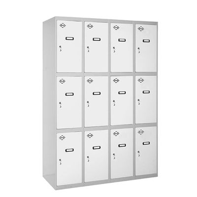 SimonRack Metal Locker Cabinet, 4 Modules, 3 Doors, Gray/White, 1800 x 1200 x 500 mm
