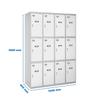 SimonRack Metal Locker Cabinet, 4 Modules, 3 Doors, Gray/White, 1800 x 1200 x 500 mm view 2