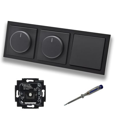 Busch-Jaeger 6523 U-102 LED Rotary Dimmer Set, 2-Pack, Matte Black