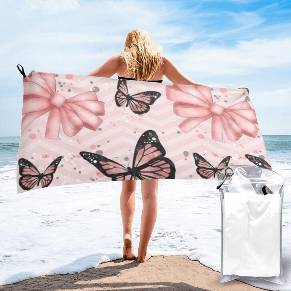 ESASAM Butterfly Pink Quick-Dry Towel