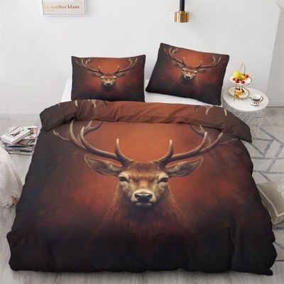 GEDAEUBA Winter Bedding Set 200 x 220 cm, Deer Forest Animals, Reversible Microfiber