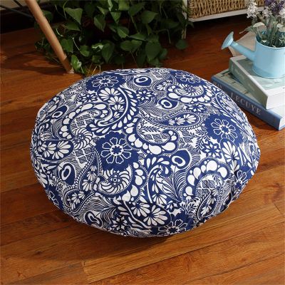 Hixingo Chair Cushion, Indoor & Outdoor, Washable, Blue Paisley, 55 x 55 + 15 cm
