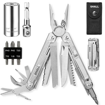 SHALL 18-in-1 Multitool Pliers with Screwdriver Bits and Universal Socket