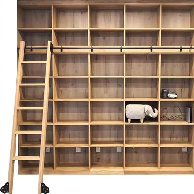 Sliding Ladder Kit, Rolling Library Ladder Rail Hardware, 3.3–20 ft Round Tube, Mobile Rail with Extension Rail, Floor Rollers with Brakes (Ladder Not Included)