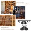 Sliding Ladder Kit, Rolling Library Ladder Rail Hardware, 3.3–20 ft Round Tube, Mobile Rail with Extension Rail, Floor Rollers with Brakes (Ladder Not Included) view 4