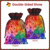 Drawstring Gift Bag, Rainbow Flowers Patchwork Jute, Artistic Fabric view 3
