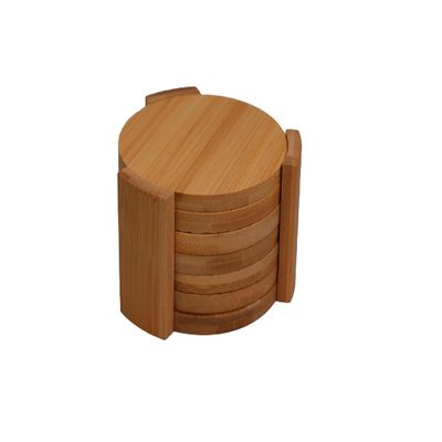 hausleben 12-Piece Round Coaster Set | 11.5 x 11.5 x 7 cm | Natural Bamboo | Eco-Friendly | Table Decor | 2 x 6 Coasters