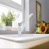 BLANCO WEGA II Kitchen Faucet, Soft White/Chrome, High Pressure view 4