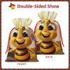 Dwrepo Honey Bee Print Christmas Burlap Drawstring Gift Bags, Reusable Favor Sacks view 2